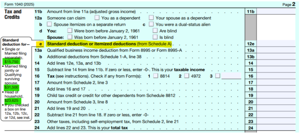 Standard vs. Itemized 1040